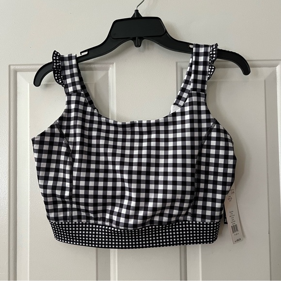 NWT Nanette Lepore Play Black & White Gingham Mix Crop Activewear Bra and Pant - Picture 2 of 9